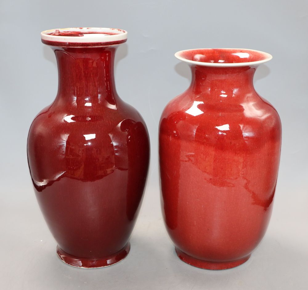Two sang be boeuf vases, tallest 36cm
